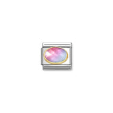Nomination COMPOSABLE CLASSIC Element aus Edelstahl, mit facettiertem Schmuckstein in 18kt Gold-Fassung verziert (035_(Rosa/Hellblau))
